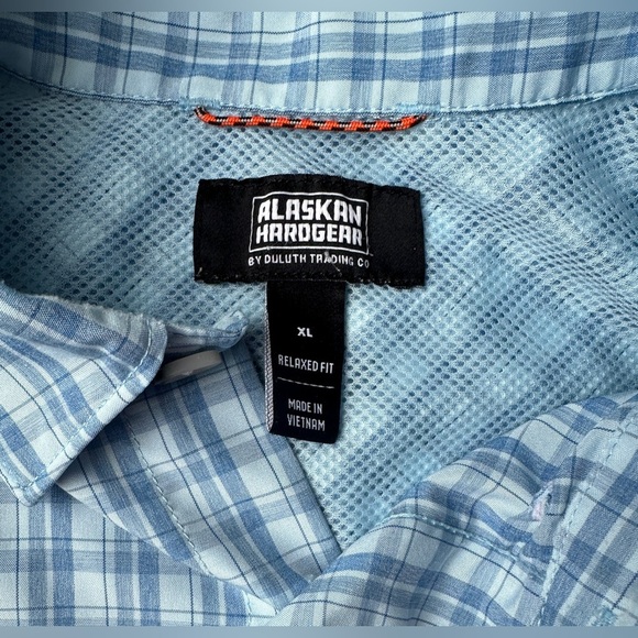 Alaskan Hardgear Blue Plaid Relaxed Fit Short Sleeve Outdoor Button Up Men’s XL - Picture 2 of 7